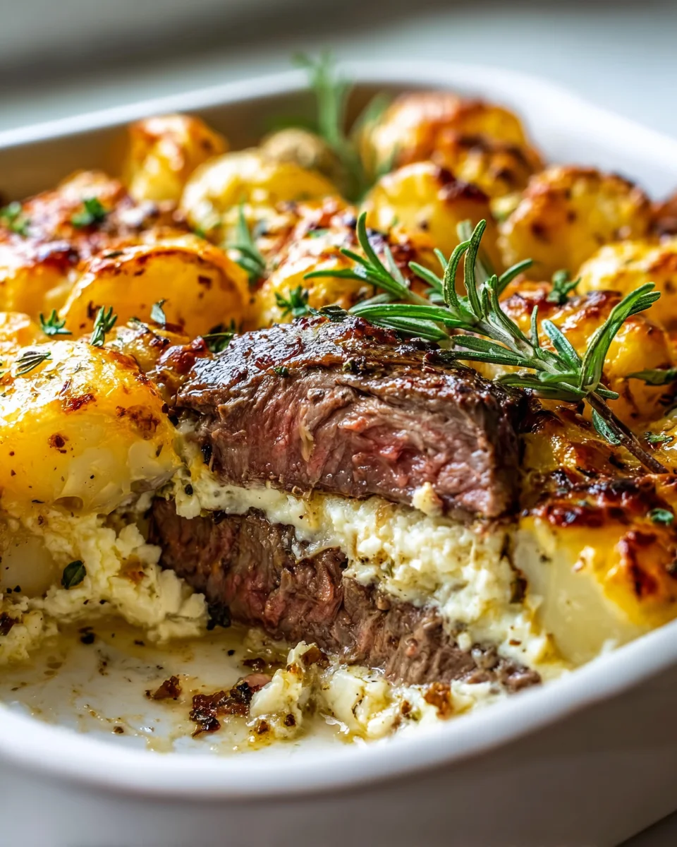 Garlic Butter Steak Cheddar Potato Bake: A Savory Delight
