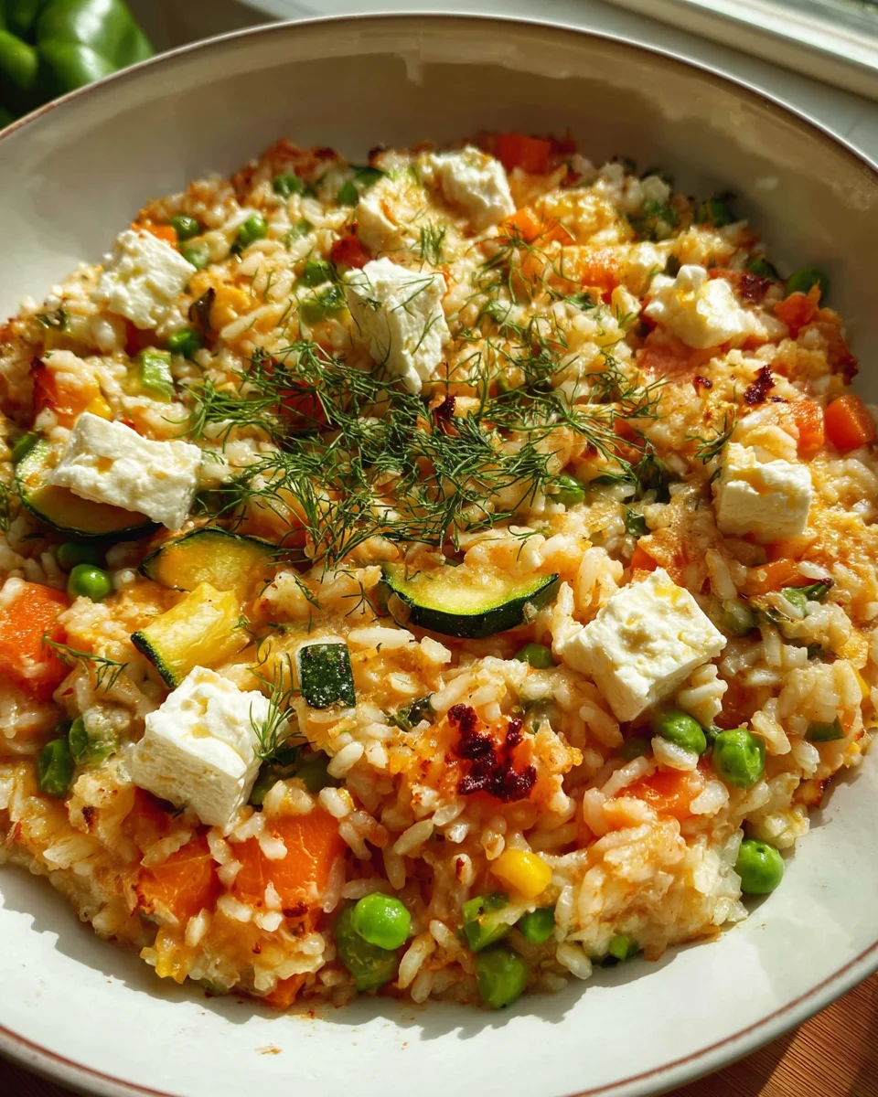 Baked Rice with Feta and Vegetables Recipe - Easy & Delicious!