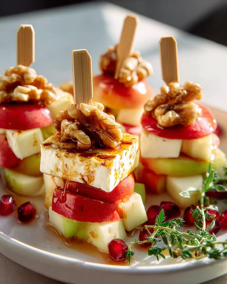 Delicious Apple Camembert Skewers with Walnuts Recipe