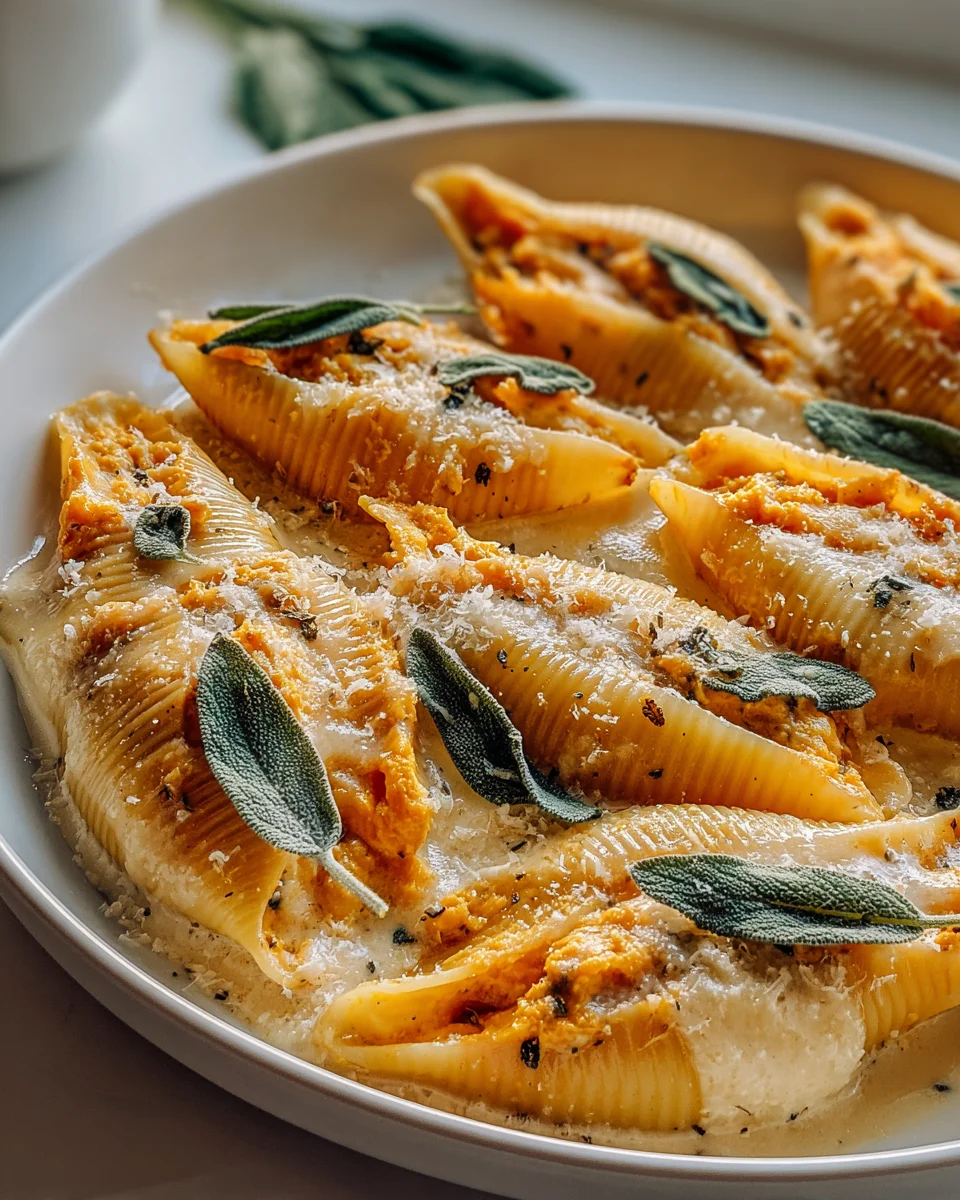 Pumpkin Gouda Stuffed Shells with Sage Alfredo Sauce Recipe