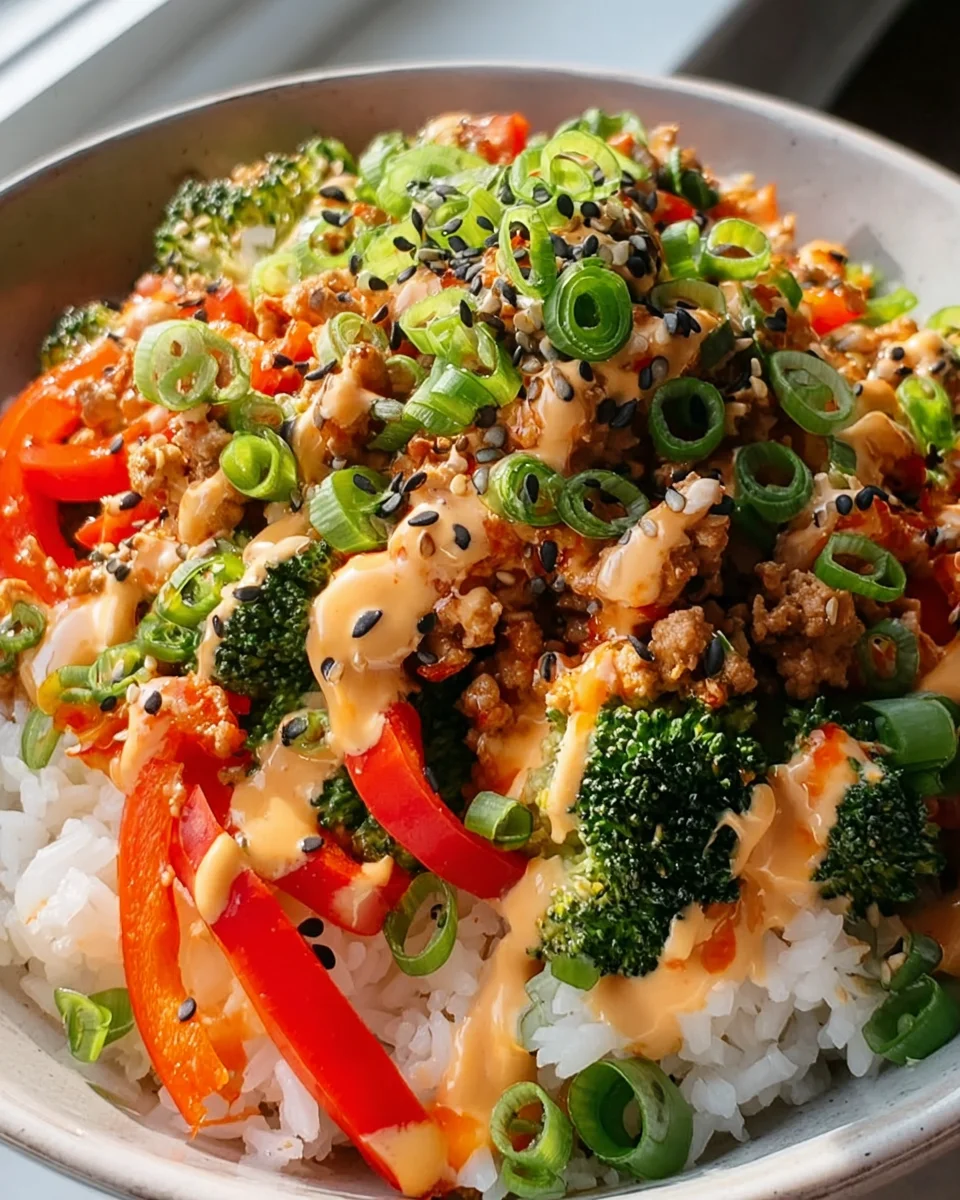 Bang Bang Ground Turkey Rice Bowls: Quick & Flavorful Meal!