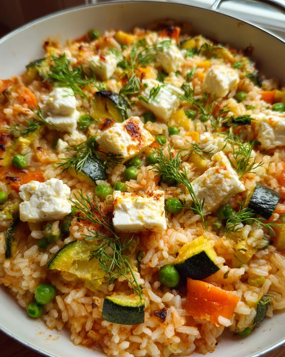 Baked Rice with Feta and Vegetables Recipe - Easy & Delicious!