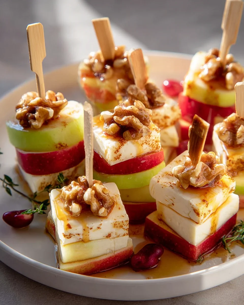 Delicious Apple Camembert Skewers with Walnuts Recipe