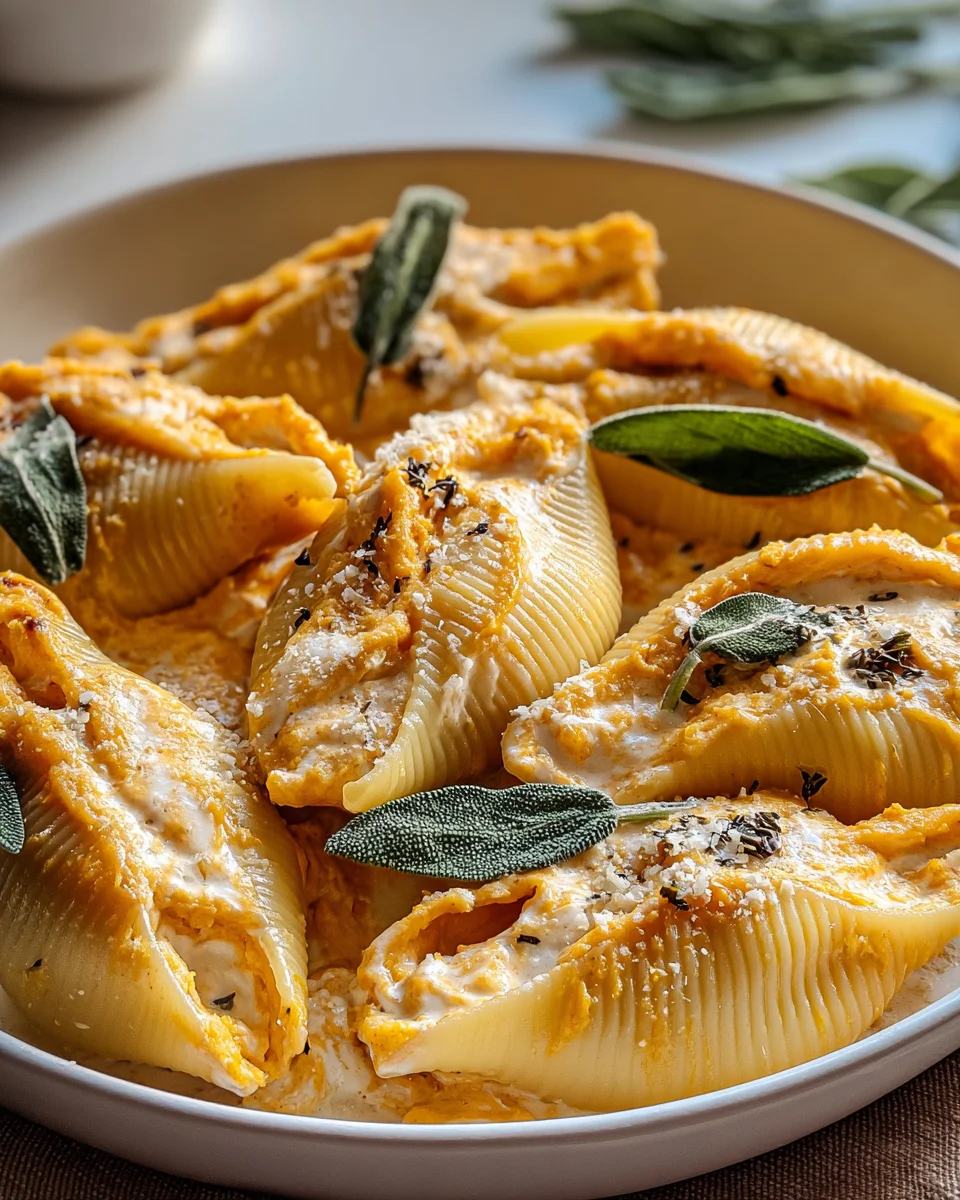 Pumpkin Gouda Stuffed Shells with Sage Alfredo Sauce Recipe