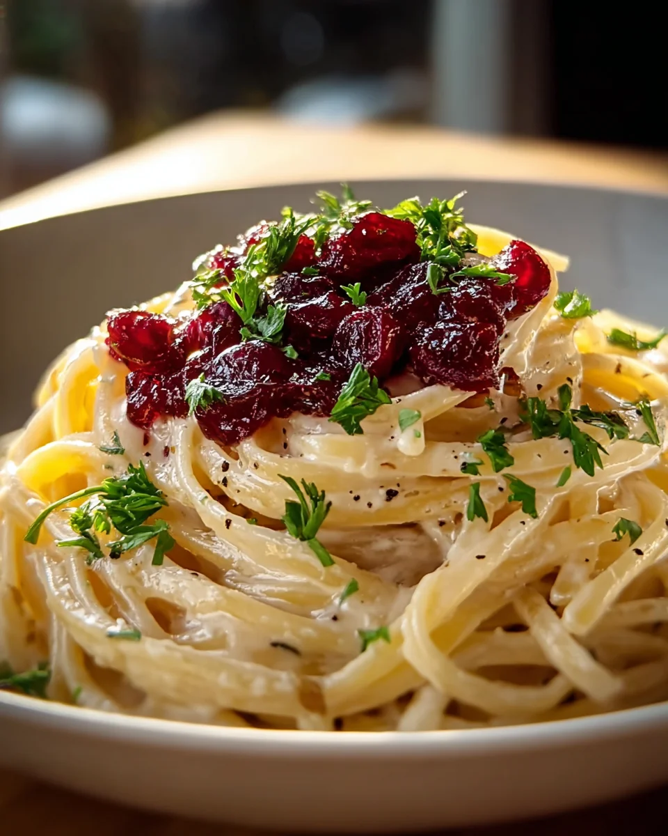 Delicious Brie Pasta with Non-Alcoholic Berry Compote Recipe