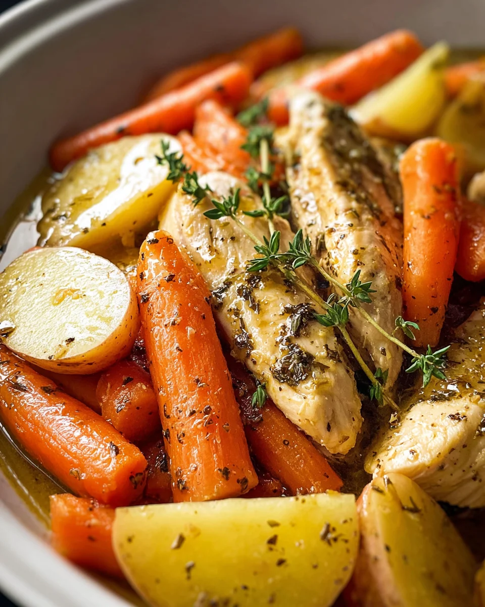 Slow Cooker Garlic Butter Chicken & Veggies Recipe Delight