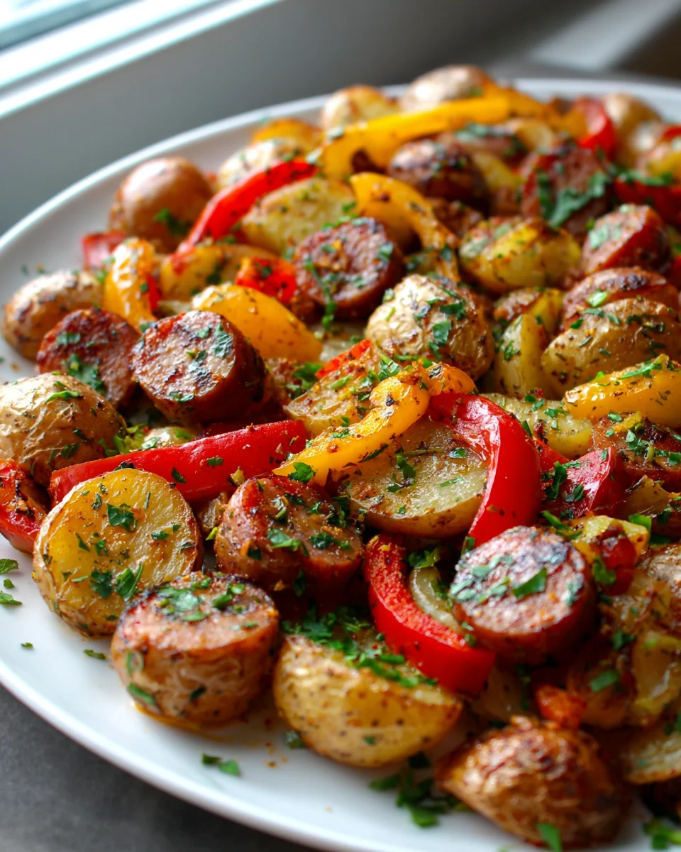 Quick Cajun Sheet Pan Chicken Sausage & Potato Bake