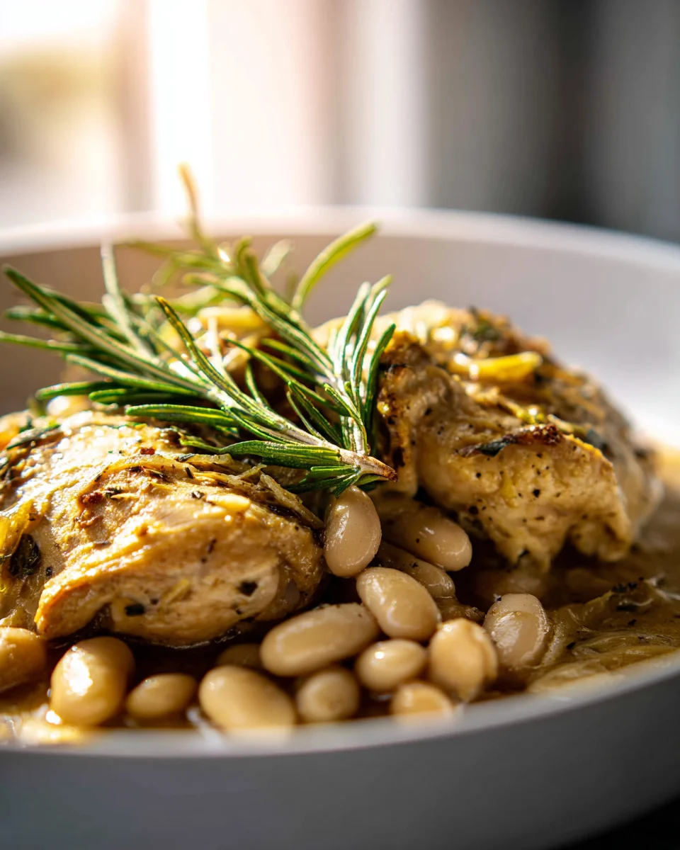 Savory Crockpot Chicken Pot Roast with Rosemary & Beans