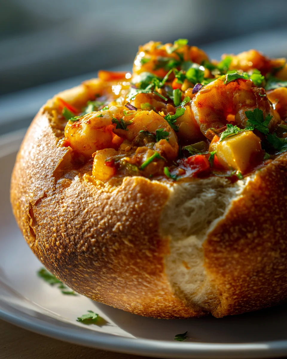 Ultimate Seafood & Shrimp Chili Stuffed Bread Bowls