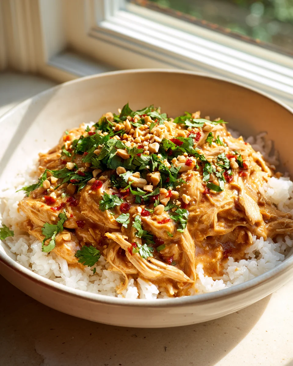 Easy Crockpot Thai Peanut Chicken: Slow Cooker Meal