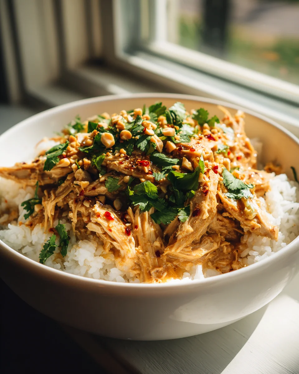 Easy Crockpot Thai Peanut Chicken: Slow Cooker Meal