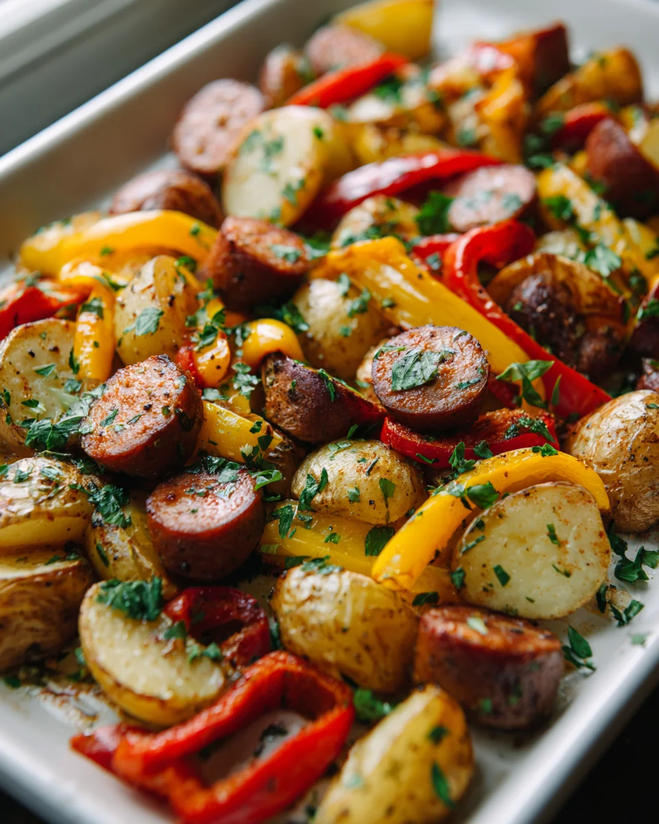 Quick Cajun Sheet Pan Chicken Sausage & Potato Bake