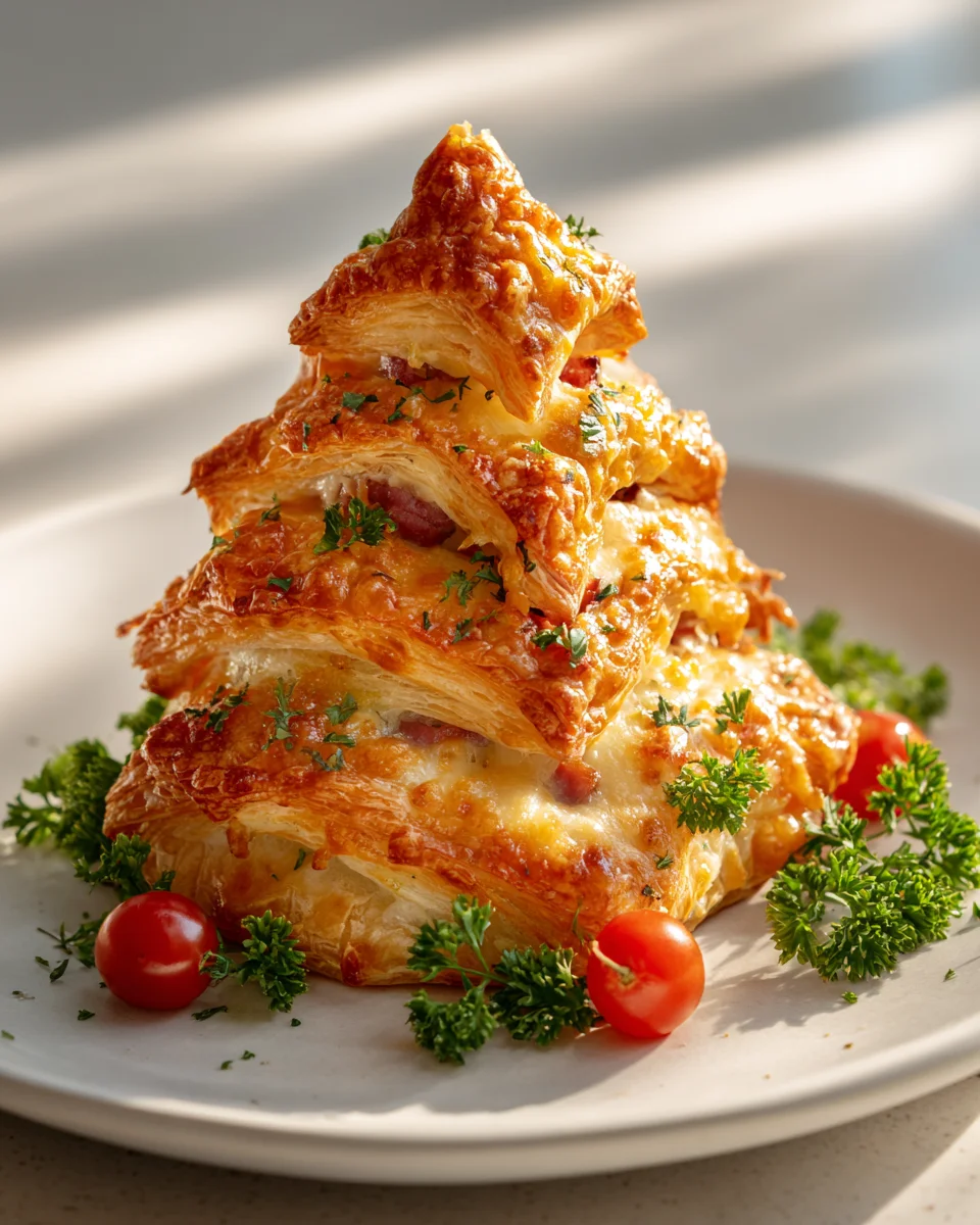 Festive Beef Ham & Cheese Puff Pastry Christmas Trees!