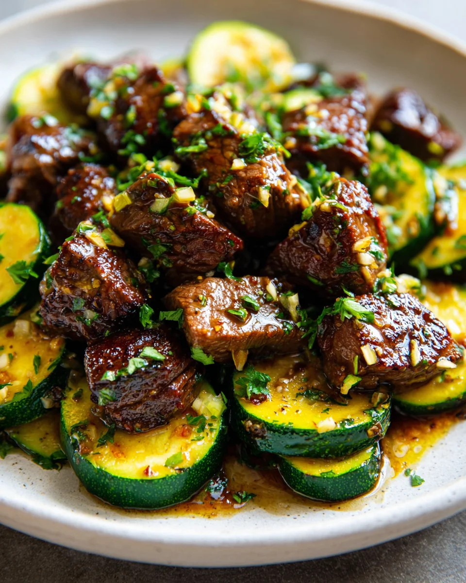 Garlic Butter Steak Bites & Zucchini – Easy Low Carb Dinner
