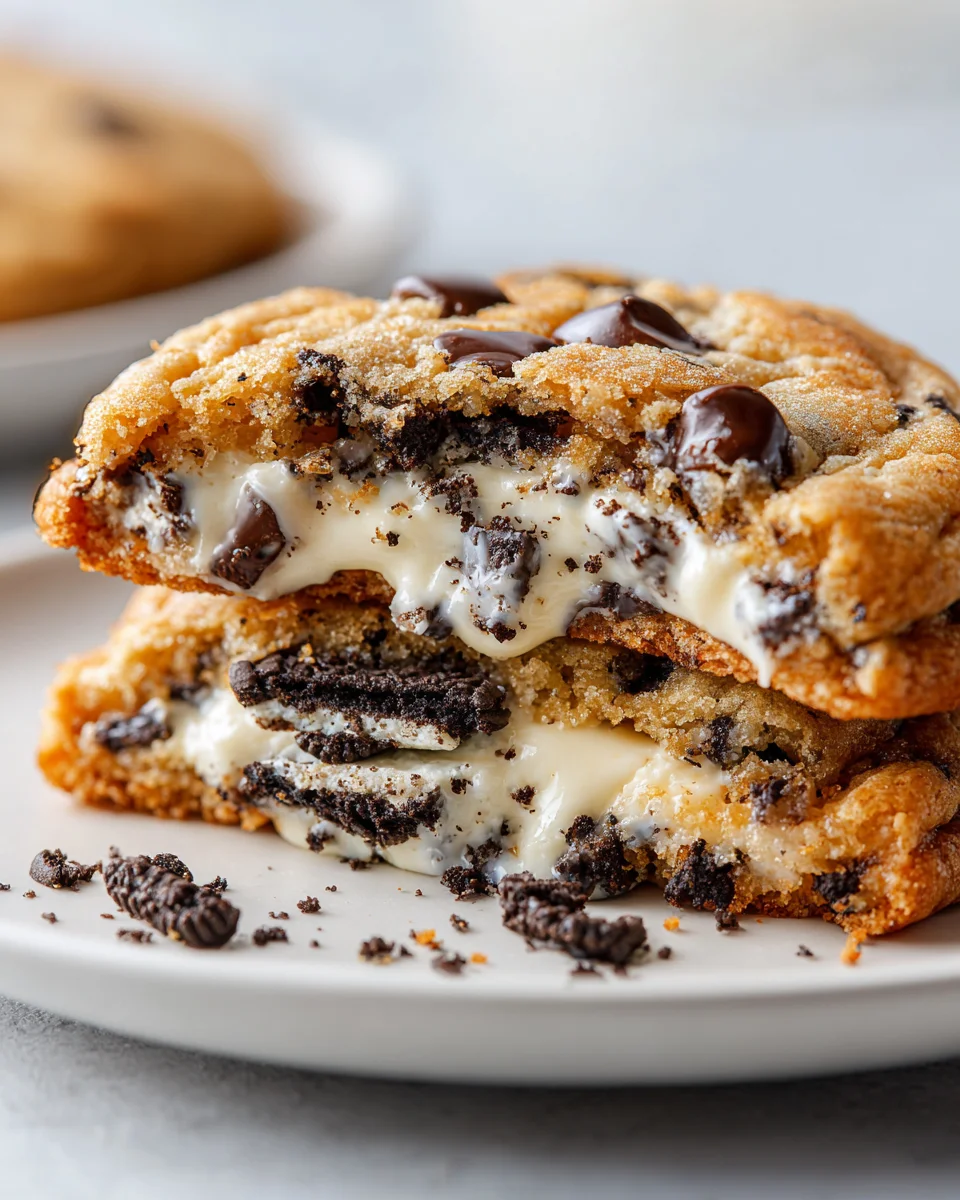 Ultimate Oreo Cheesecake Stuffed Chocolate Chip Cookies