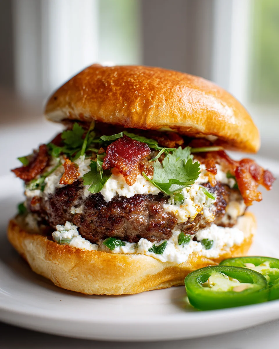 Jalapeño Popper Stuffed Beef Burgers: Spicy & Cheesy