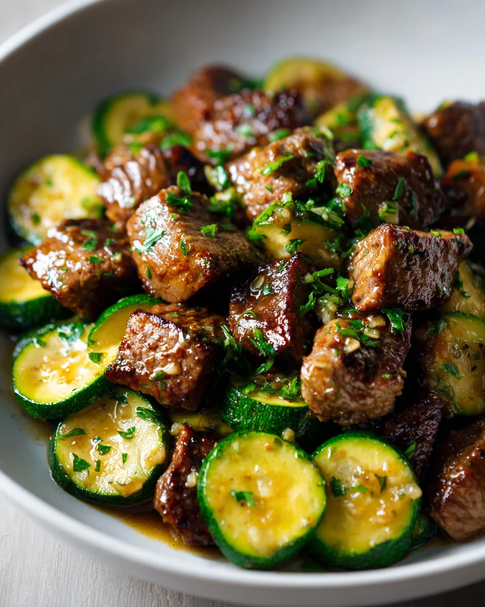 Garlic Butter Steak Bites & Zucchini – Easy Low Carb Dinner