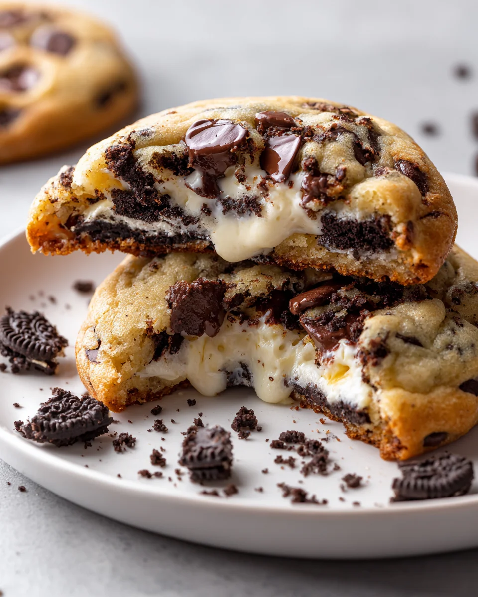 Ultimate Oreo Cheesecake Stuffed Chocolate Chip Cookies