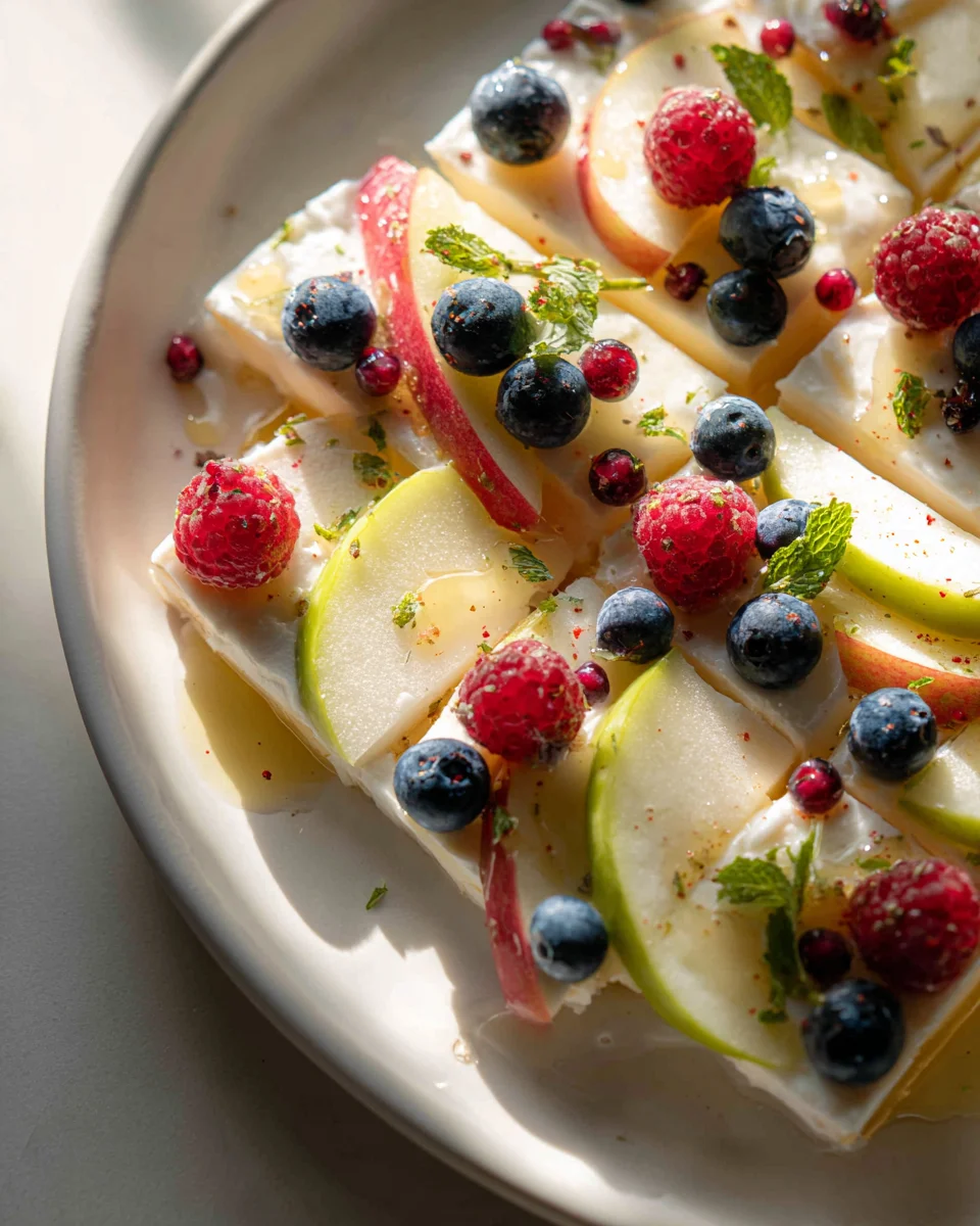 Frozen Yogurt Apple Slice Bark with Berries - Refreshing Treat!