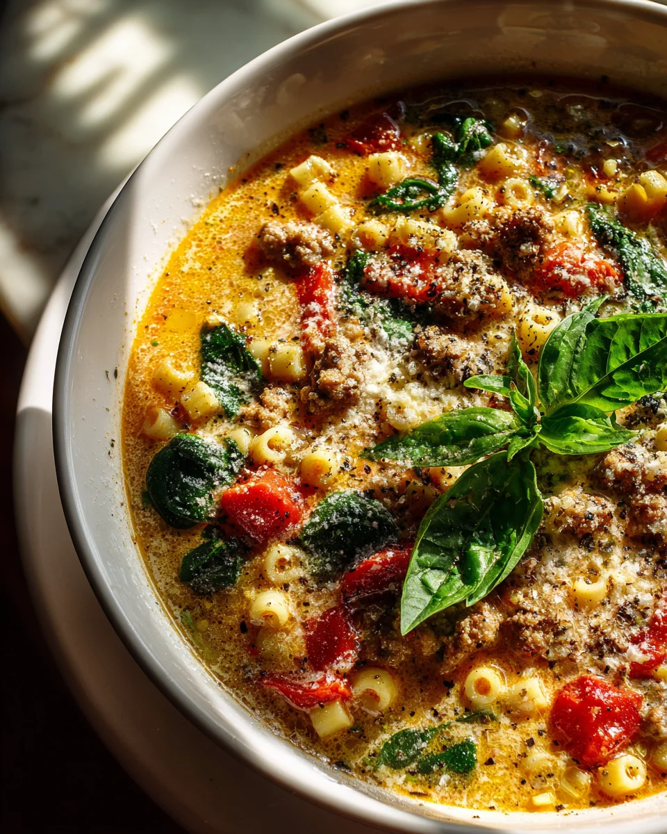 Delicious Parmesan Beef Sausage Ditalini Soup Recipe