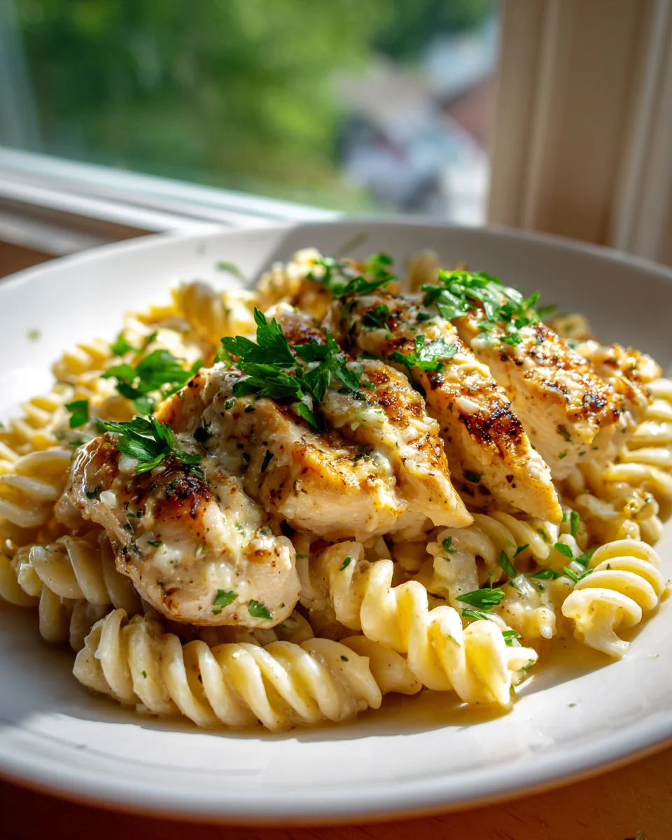 Delicious Creamy Garlic Parmesan Chicken & Cheesy Pasta!