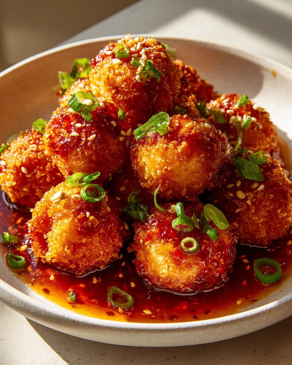 Delicious Chinese Chicken Balls with Sweet & Sour Sauce