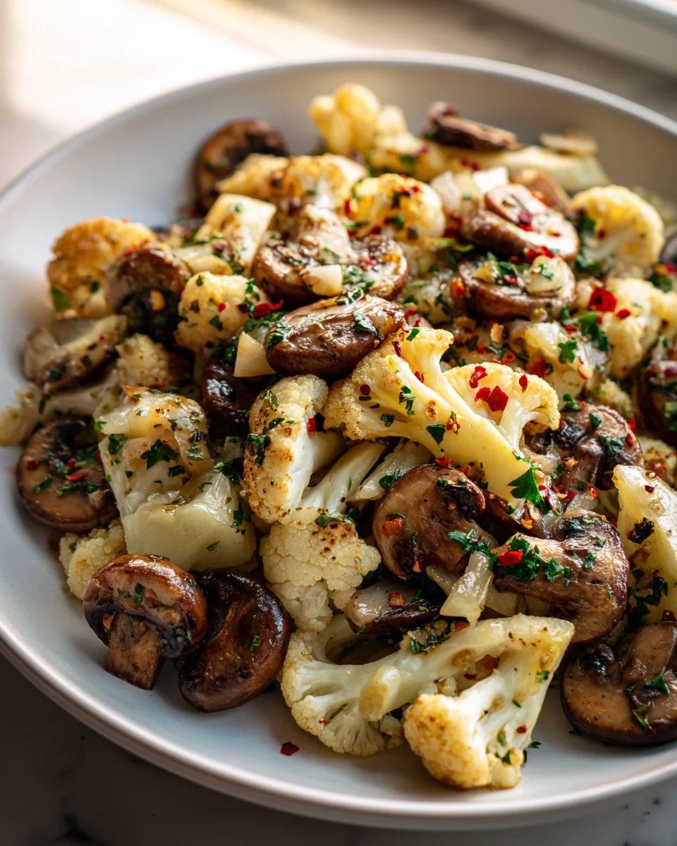 Garlic Mushroom Cauliflower Skillet: Easy & Healthy Dinner