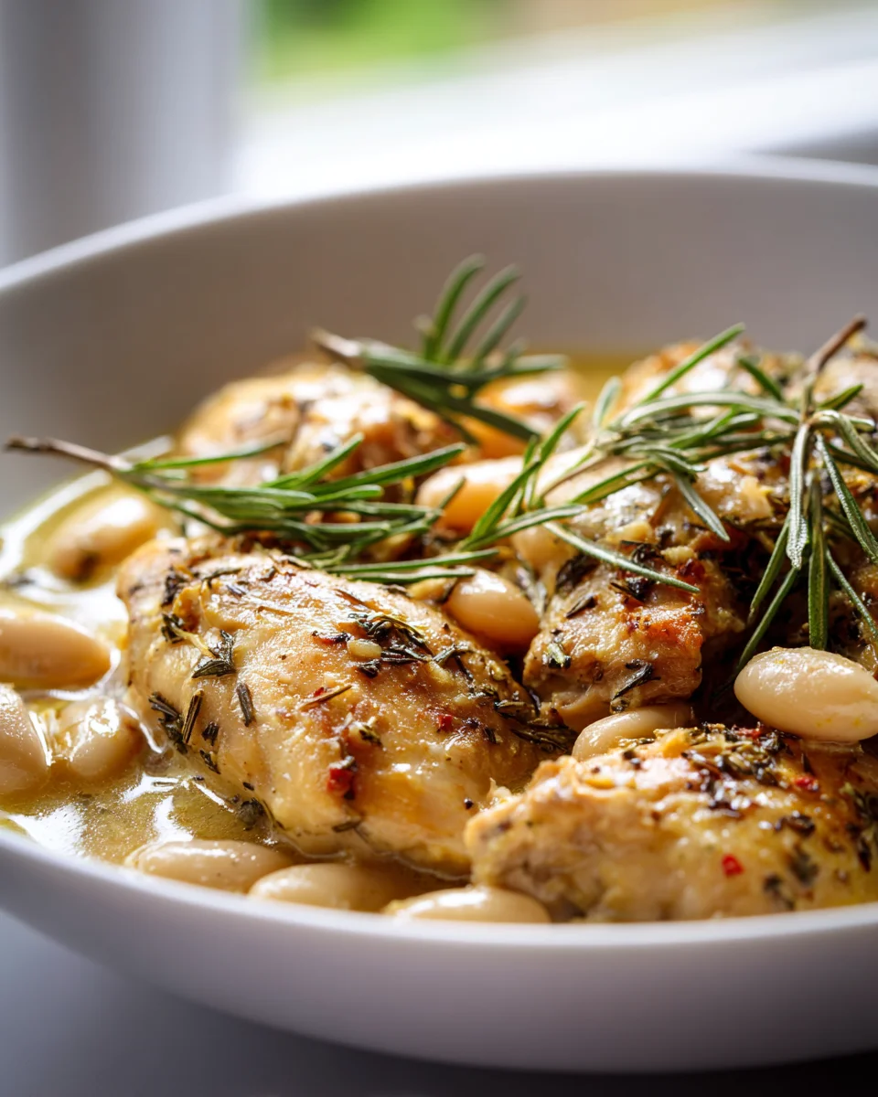 Savory Crockpot Chicken Pot Roast with Rosemary & Beans