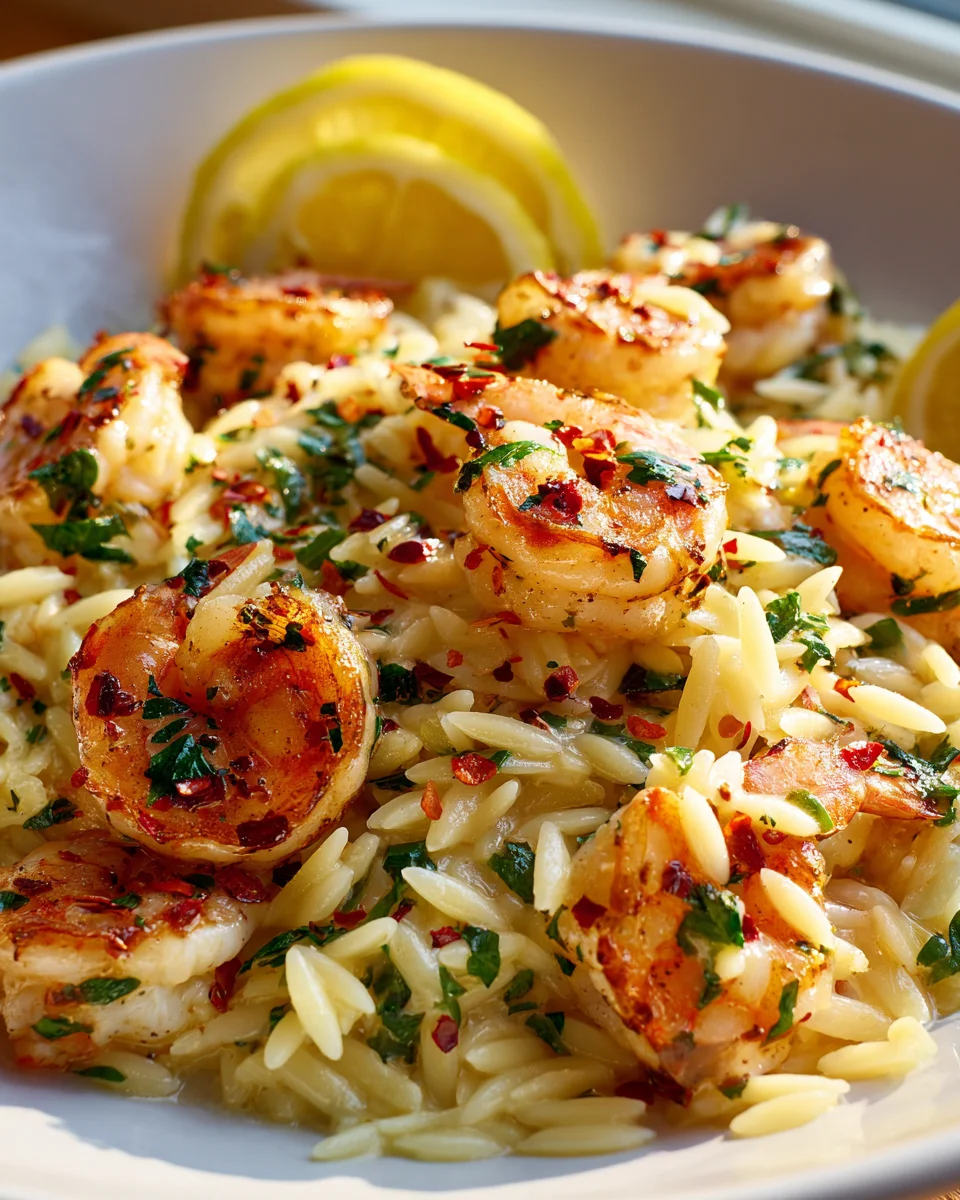 Greek Garlic Lemon Shrimp Orzo Recipe - Easy & Delicious!