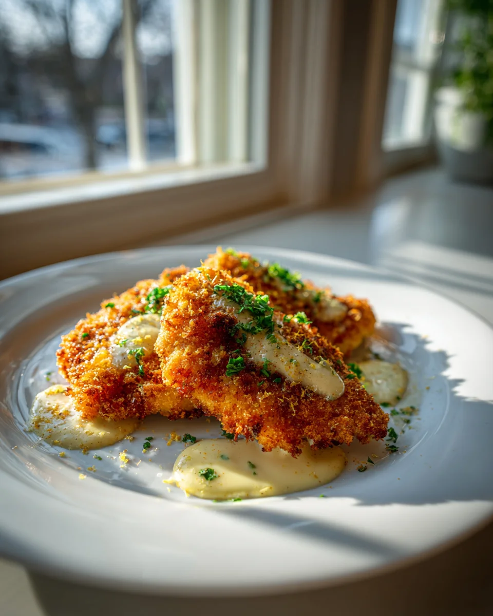 Best Crispy Parmesan Chicken with Garlic Sauce Recipe