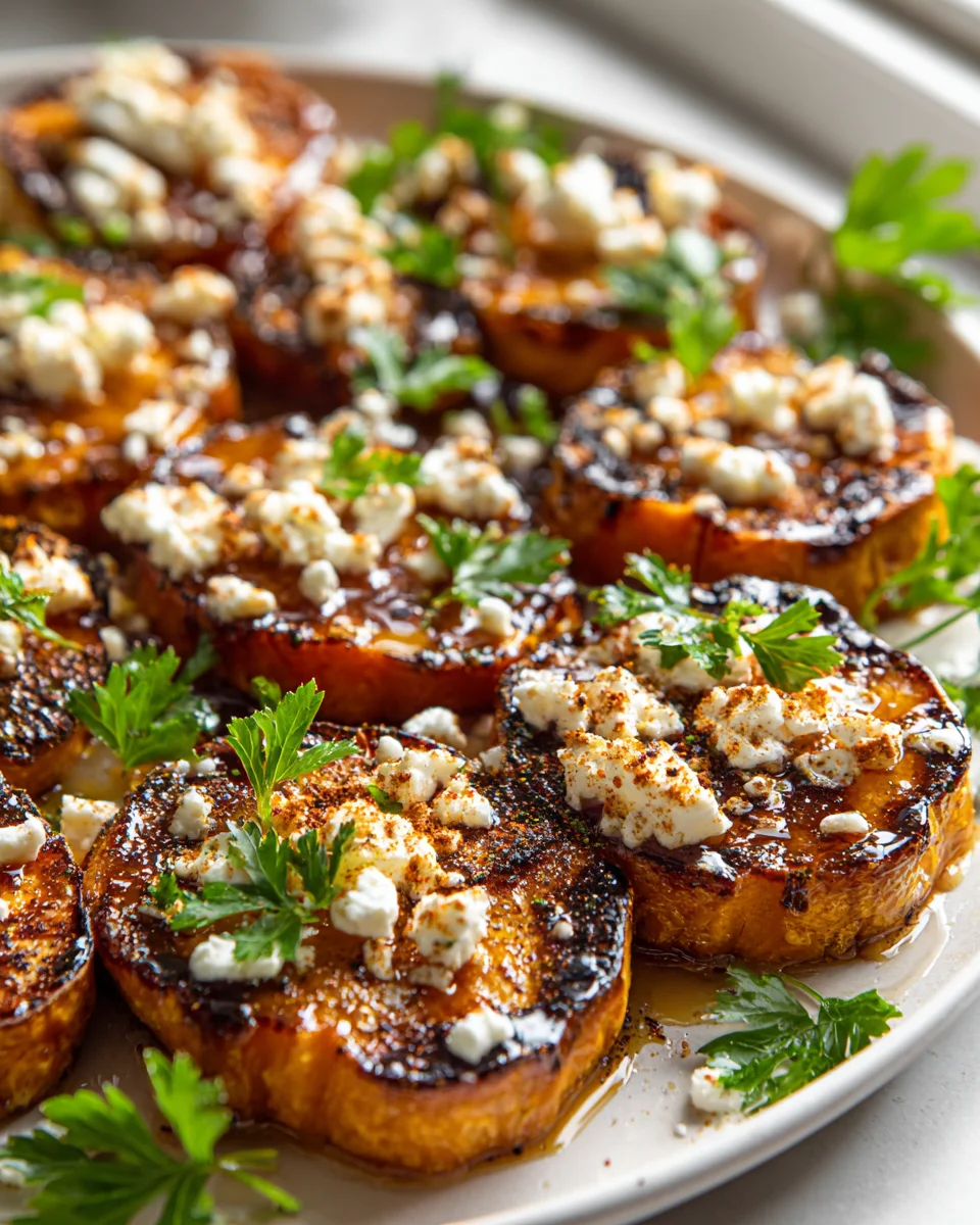 Delicious Roasted Sweet Potato Rounds with Honey Feta