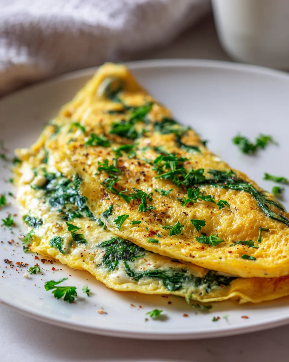 Delicious Spinach and Cheese Breakfast Omelette Recipe