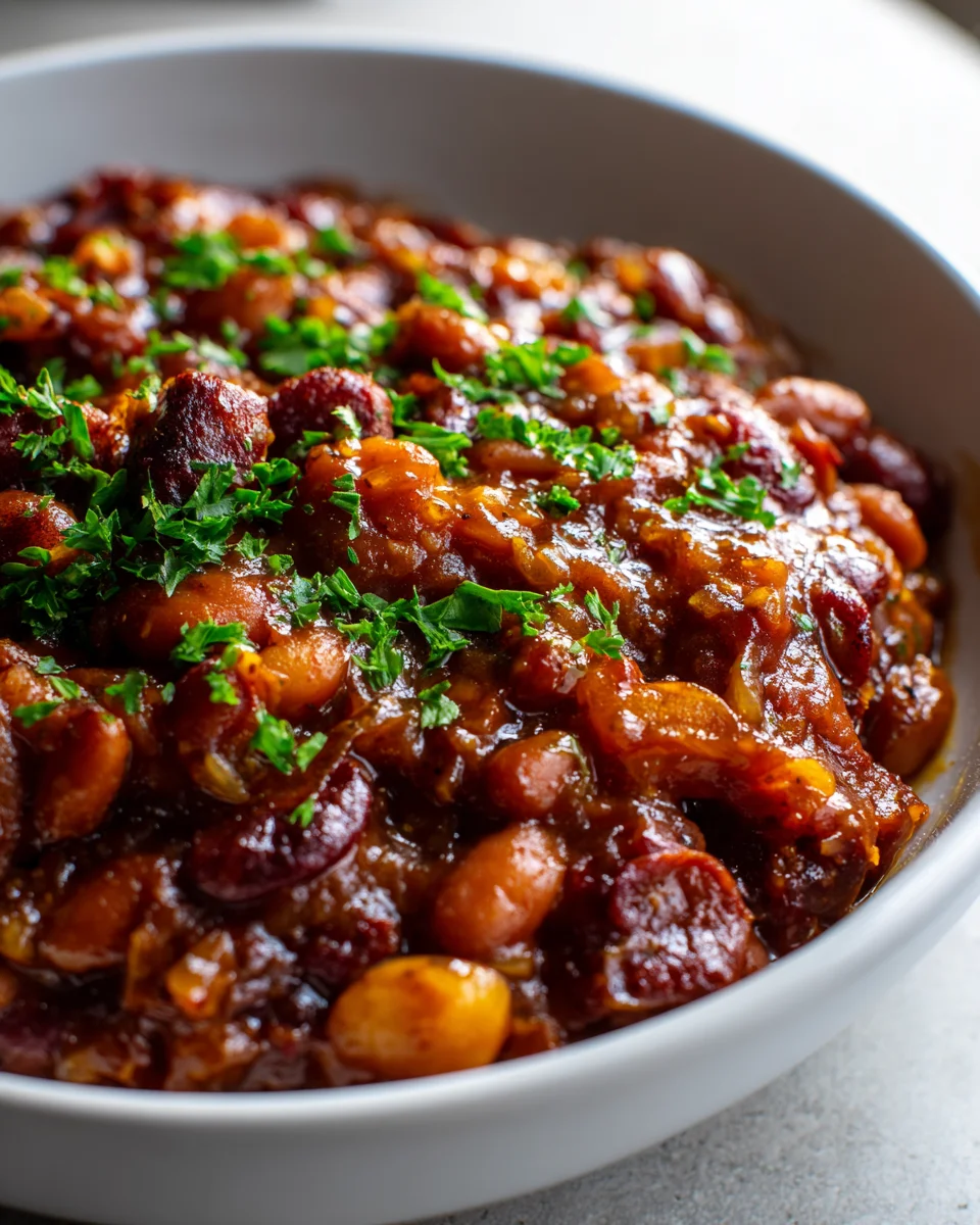 Smoky BBQ Baked Beans: Brown Sugar & Savory Beef Sausage