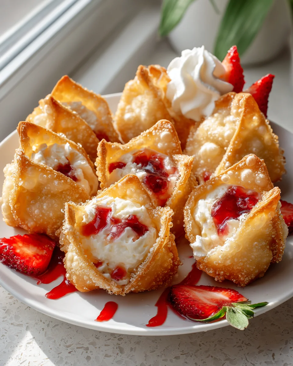 Crispy Deep Fried Strawberry Cheesecake Wonton Bites Recipe