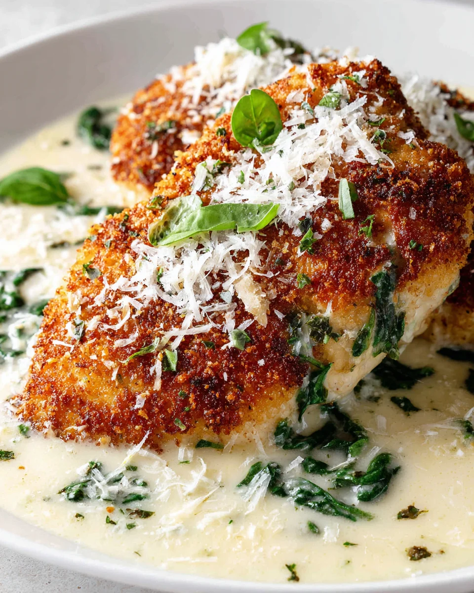 Delicious Parmesan Crusted Chicken with Creamy Garlic Sauce