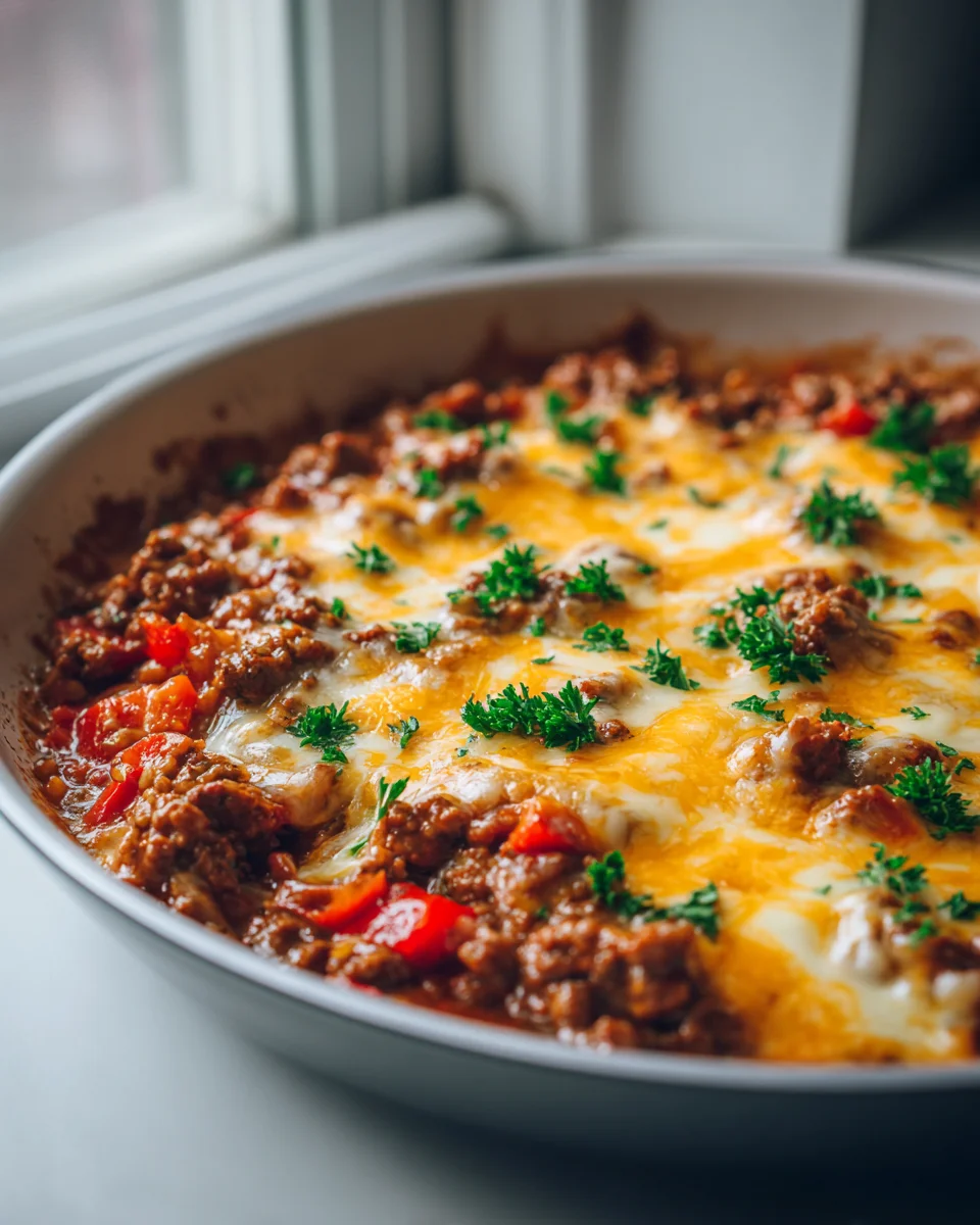 Ultimate Cheesy Sloppy Joe Beef Skillet One-Pan Meal