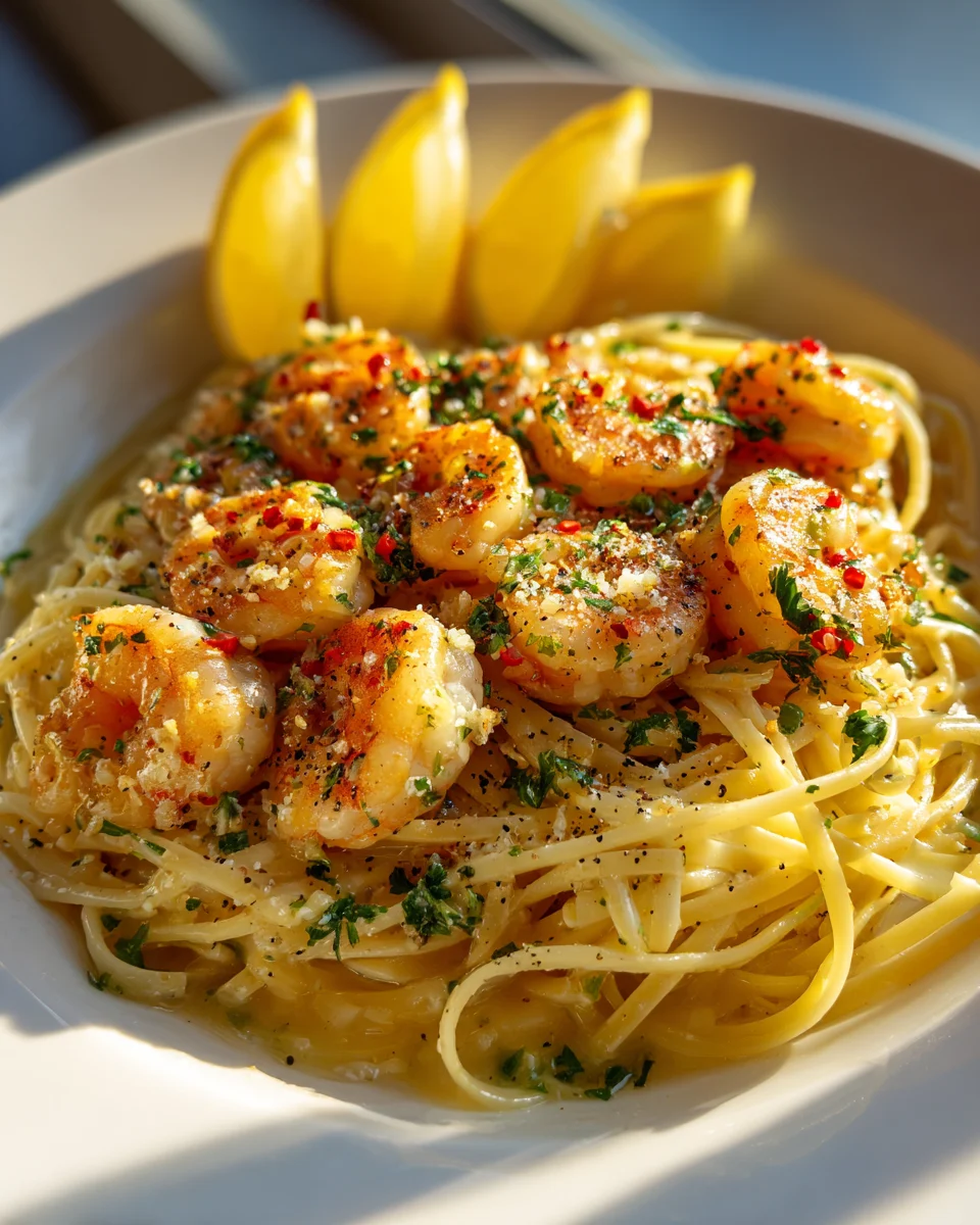 Garlic Butter Shrimp Scampi with Zesty Lemon Pasta