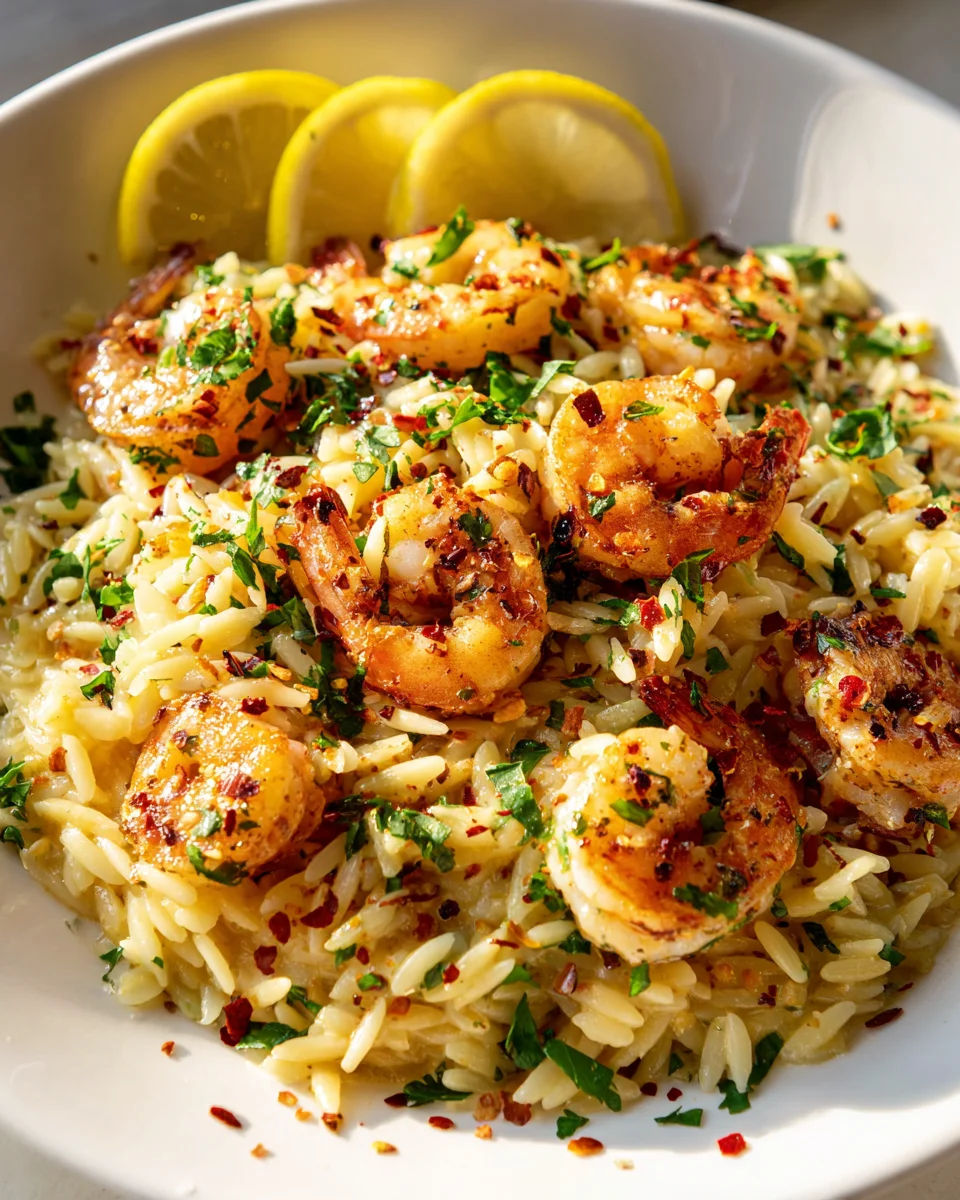 Greek Garlic Lemon Shrimp Orzo Recipe - Easy & Delicious!