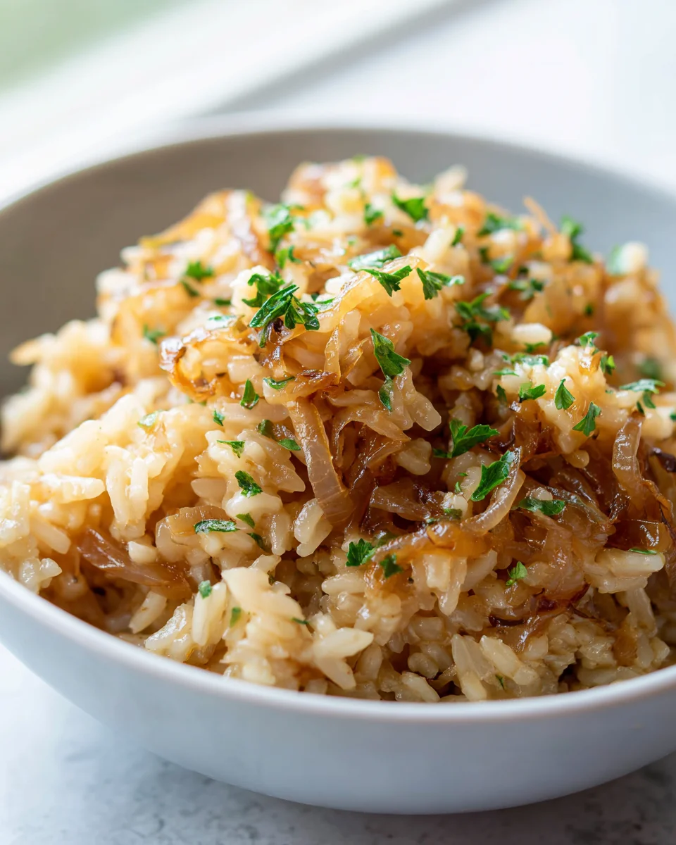 Slow Cooker French Onion Rice: Caramelized Flavor