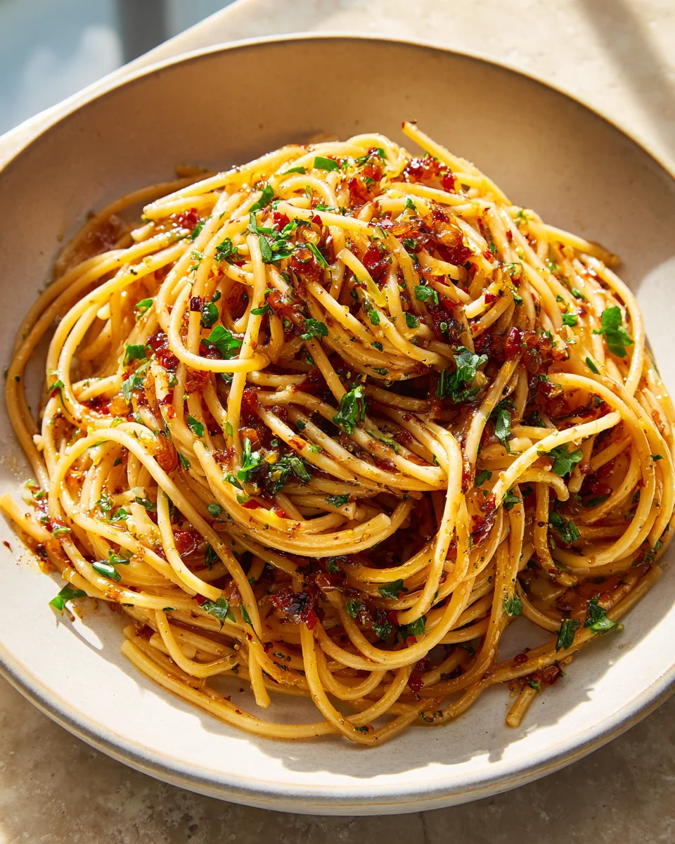 Caramelized Onion & Chili Oil Spaghetti: Your New Favorite!