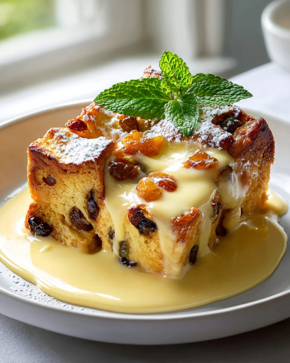 Best Hot Cross Bun Bread Pudding with Creamy Vanilla Custard