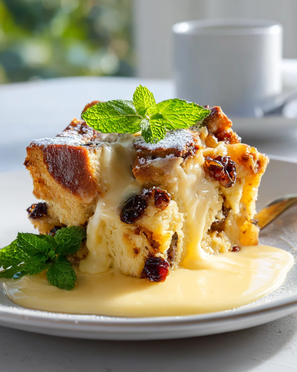 Best Hot Cross Bun Bread Pudding with Creamy Vanilla Custard