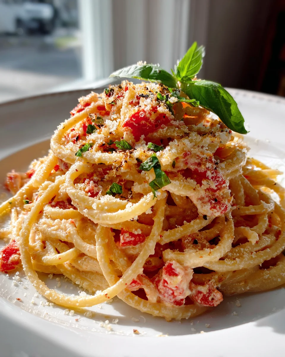 Creamy Tomato Garlic Ricotta Pasta with Crispy Parmesan Crust