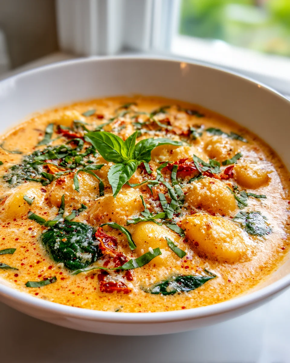 Delicious Vegetarian Sun Dried Tomato Gnocchi Soup Recipe