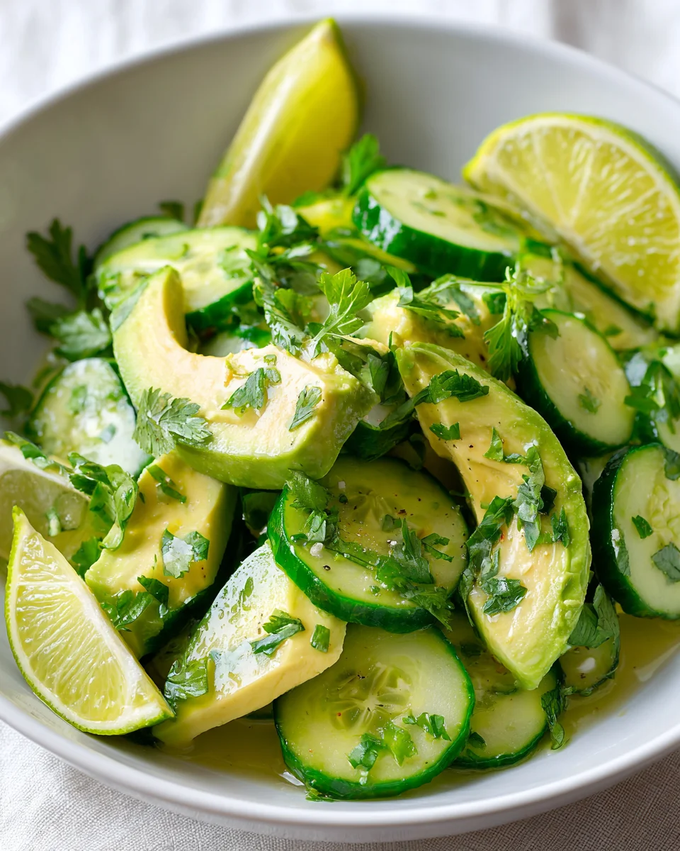 Healthy Cucumber Avocado Salad with Tangy Lime & Cilantro