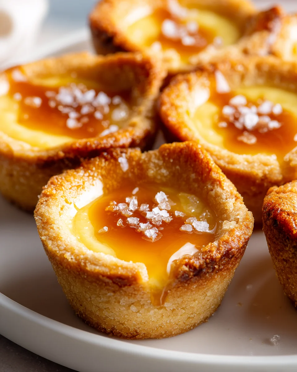 Decadent Crème Brûlée Cookie Cups with Caramel Drizzle