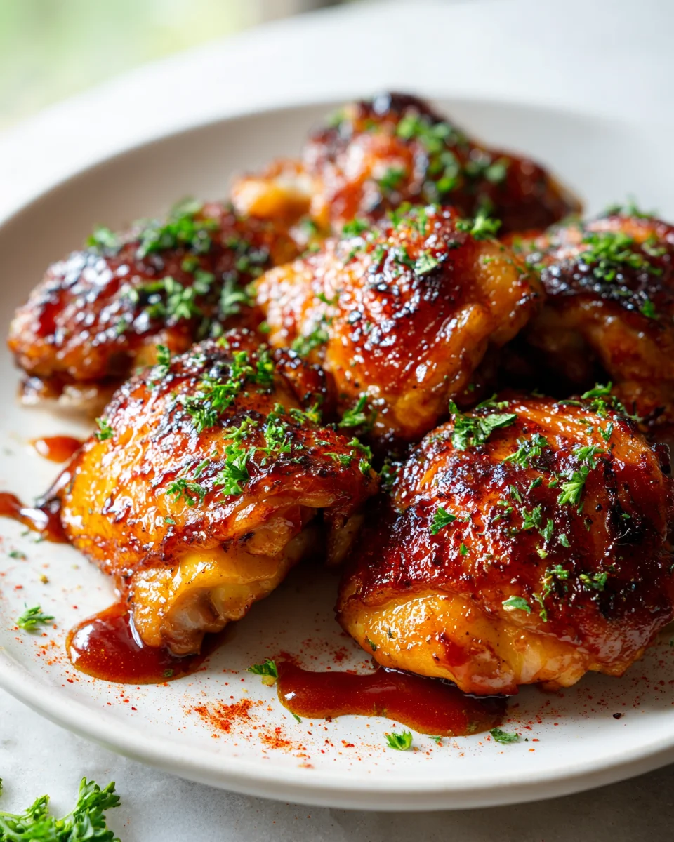 Juicy Caramelized BBQ Chicken Thighs: Easy Oven Recipe