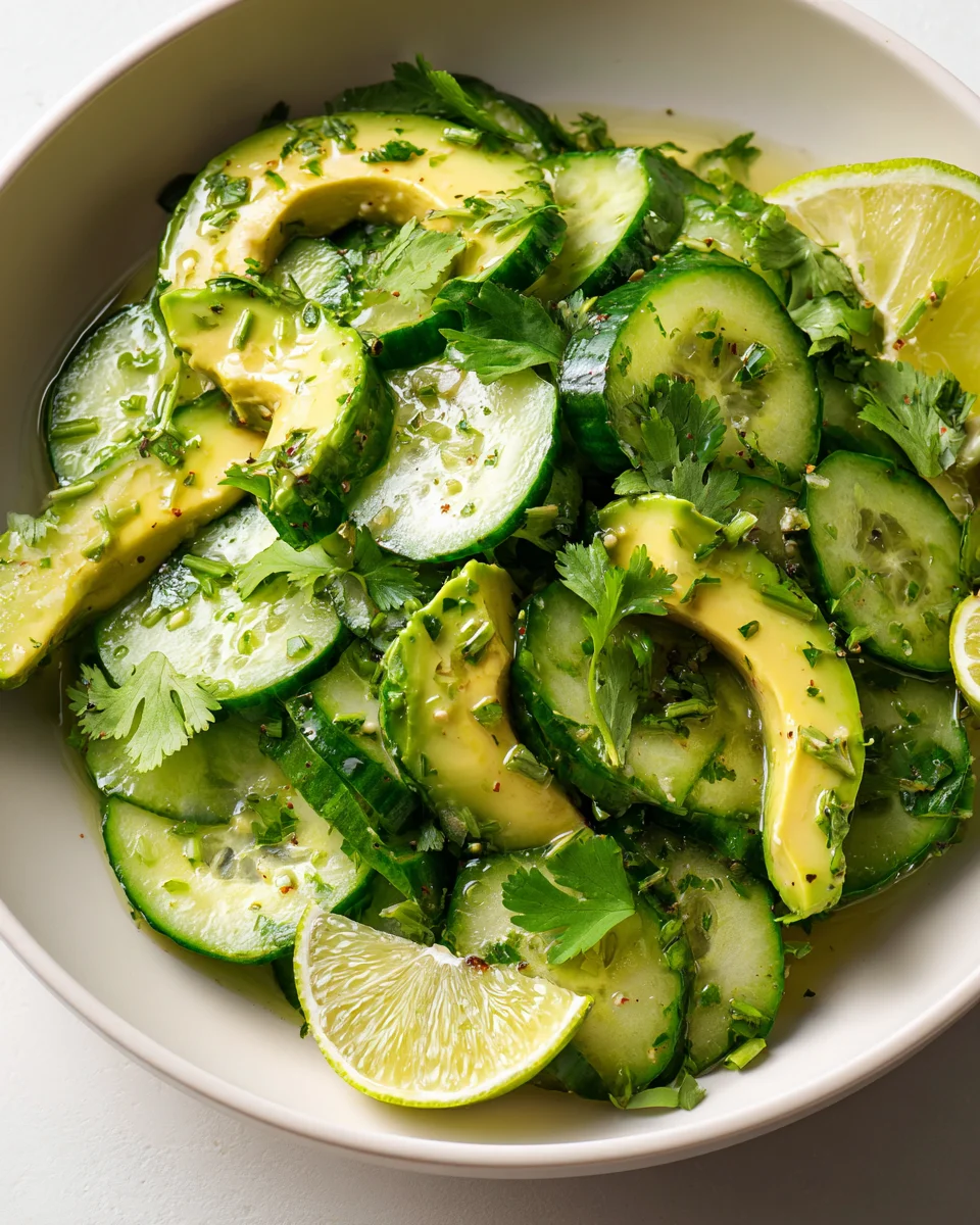 Healthy Cucumber Avocado Salad with Tangy Lime & Cilantro