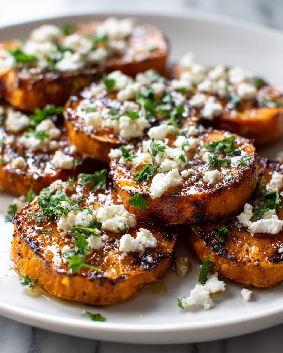 Delicious Roasted Sweet Potato Rounds with Honey Feta