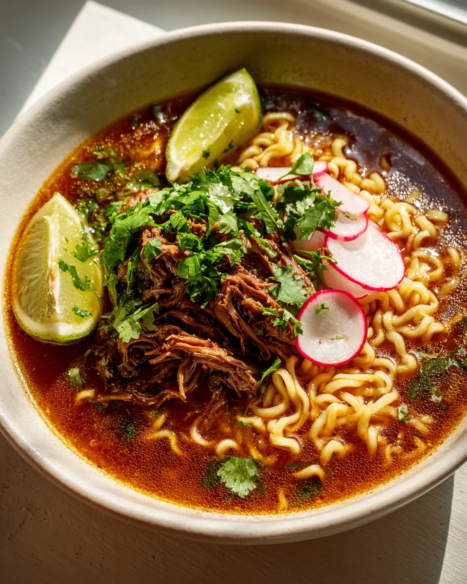 Birria Ramen Recipe: Shredded Beef & Rich Flavorful Broth